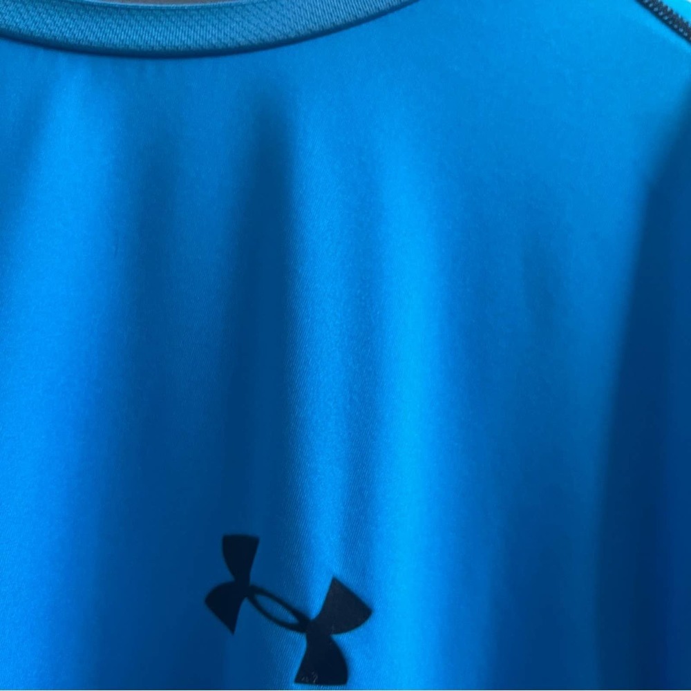 Under Armour Men’s Heat Gear Turquoise Athletic Tee Size XL Fitted Crewneck - Picture 3 of 9